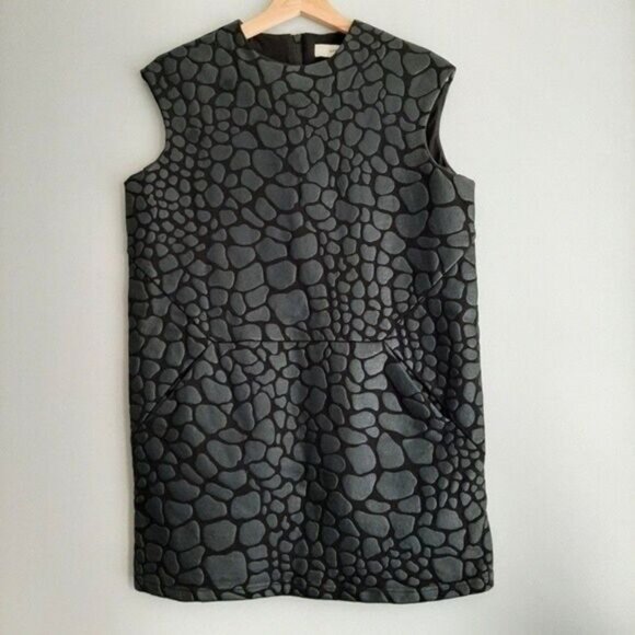 CAMEO / Modern 3D Animal Pattern Mini Sleeveless Shift Dress Black Sz S - Picture 2 of 11